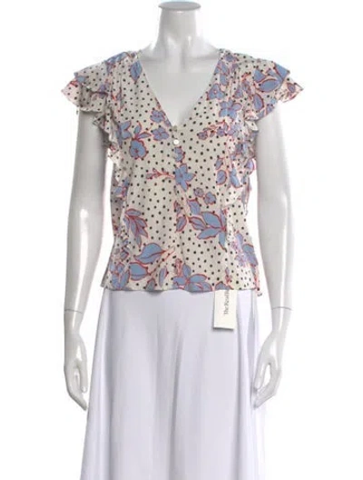 Pre-owned Veronica Beard Silk Floral Print Top In Multi