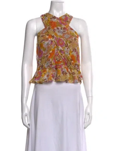 Pre-owned Veronica Beard Silk Floral Print Top In Multi