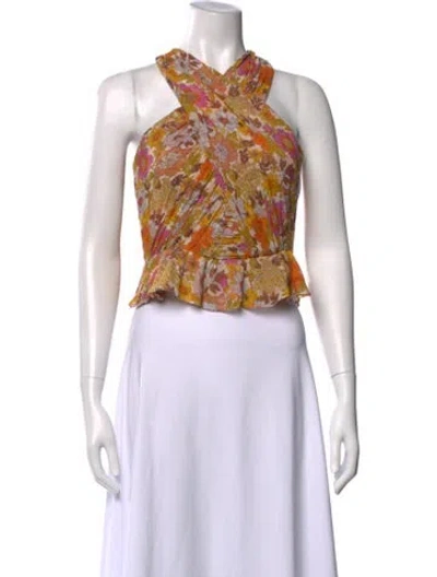 Pre-owned Veronica Beard Silk Floral Print Top In Multi