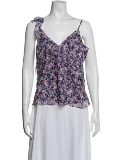 Pre-owned Veronica Beard Silk Floral Print Top In Multi