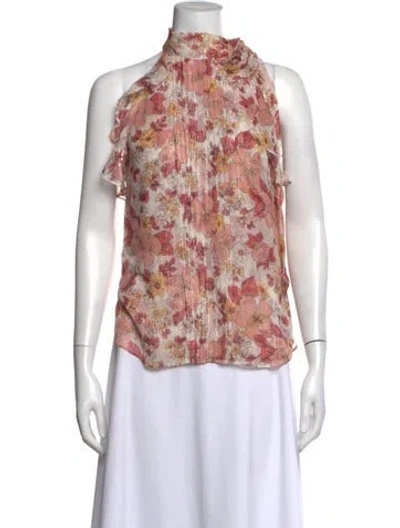 Pre-owned Veronica Beard Silk Floral Print Top In Pink