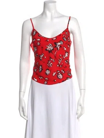 Pre-owned Veronica Beard Silk Floral Print Top In Red