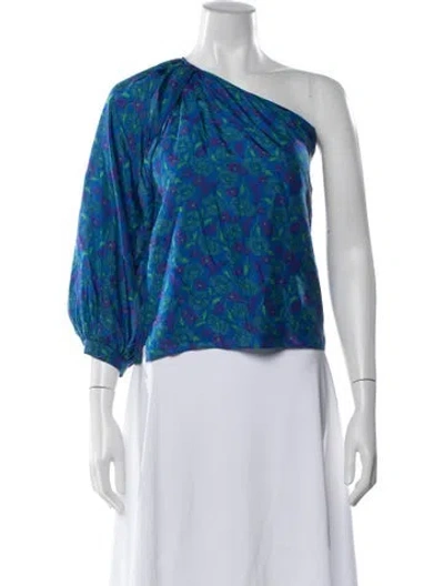 Pre-owned Veronica Beard Silk Floral Print Top W/ Tags In Blue