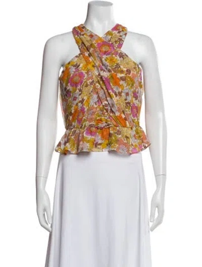 Pre-owned Veronica Beard Silk Floral Print Top W/ Tags In Neutral