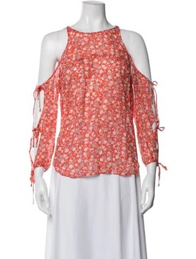 Pre-owned Veronica Beard Silk Floral Print Top W/ Tags In Red