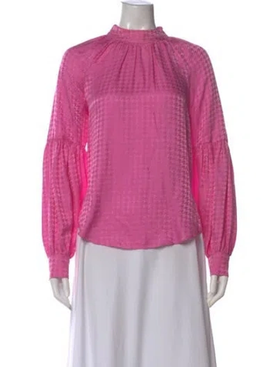 Pre-owned Veronica Beard Silk Houndstooth Print Blouse In Multi