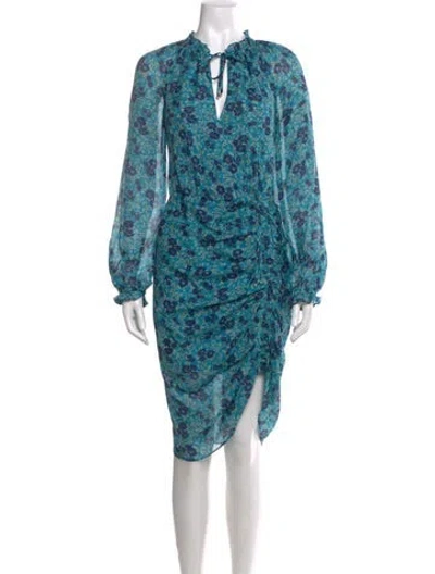 Pre-owned Veronica Beard Silk Knee-length Dress In Blue