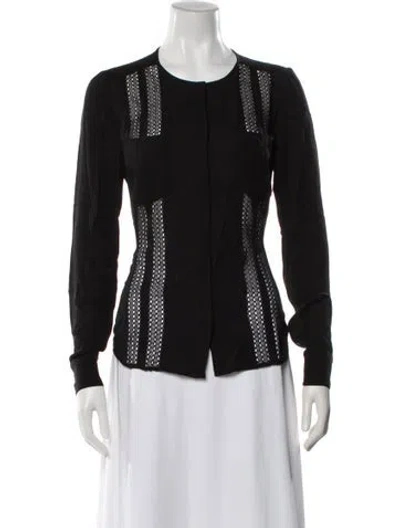 Pre-owned Veronica Beard Silk Lace Pattern Blouse In Black