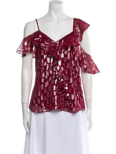 Pre-owned Veronica Beard Silk Lace Pattern Blouse In Multi