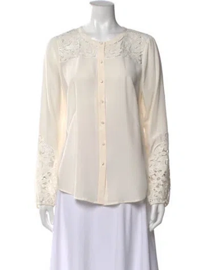 Pre-owned Veronica Beard Silk Lace Pattern Blouse In Neutral