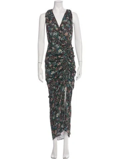 Pre-owned Veronica Beard Silk Long Dress In Black/green