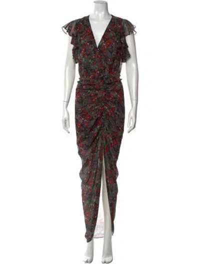 Pre-owned Veronica Beard Silk Long Dress In Black/red