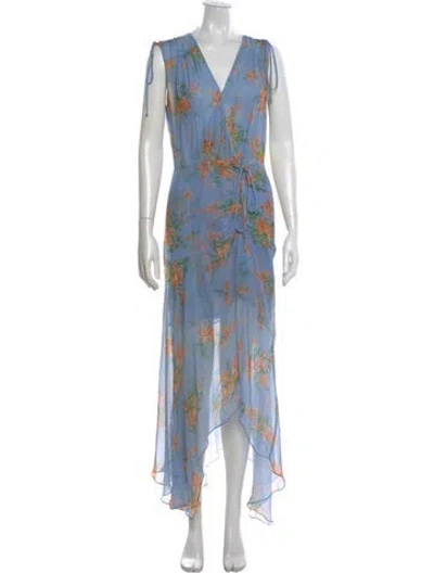 Pre-owned Veronica Beard Silk Long Dress In Blue