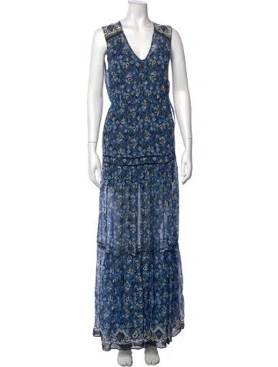 Pre-owned Veronica Beard Silk Long Dress In Blue