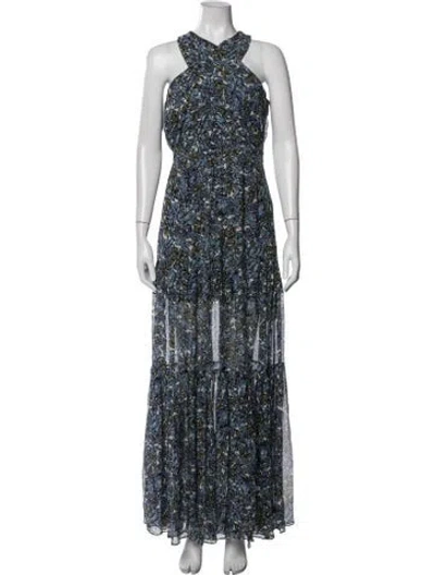 Pre-owned Veronica Beard Silk Long Dress In Blue