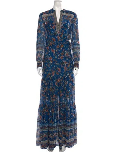 Pre-owned Veronica Beard Silk Long Dress In Blue/metallic