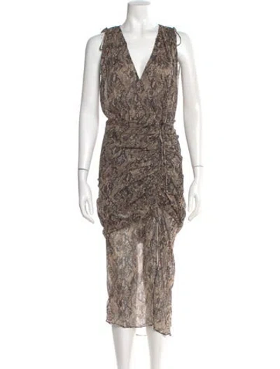 Pre-owned Veronica Beard Silk Long Dress In Brown