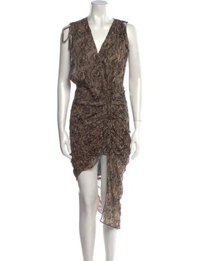 Pre-owned Veronica Beard Silk Long Dress In Brown