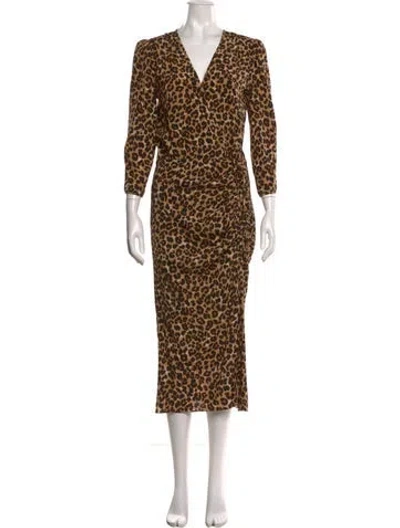 Pre-owned Veronica Beard Silk Long Dress In Brown