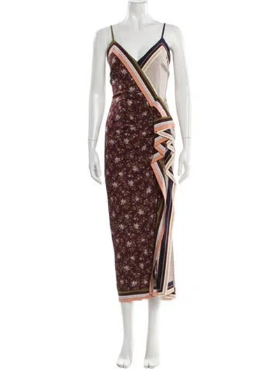 Pre-owned Veronica Beard Silk Long Dress In Brown