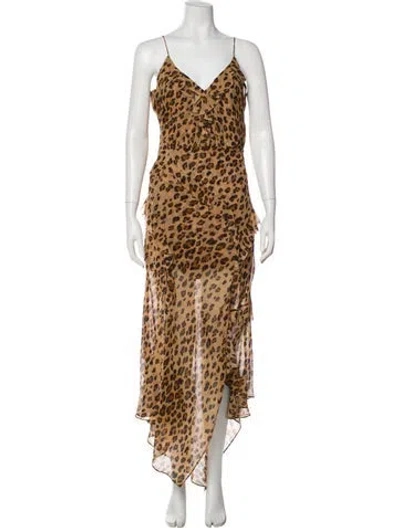 Pre-owned Veronica Beard Silk Long Dress In Brown