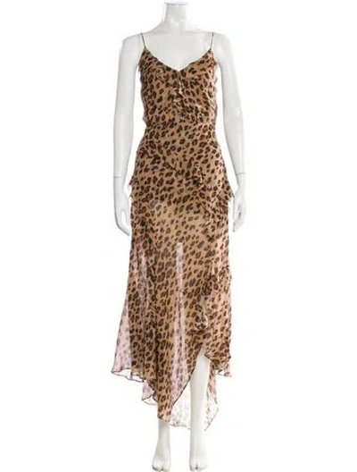 Pre-owned Veronica Beard Silk Long Dress In Brown