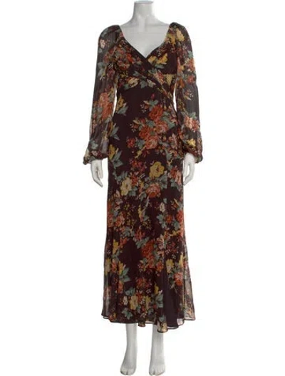 Pre-owned Veronica Beard Silk Long Dress In Brown