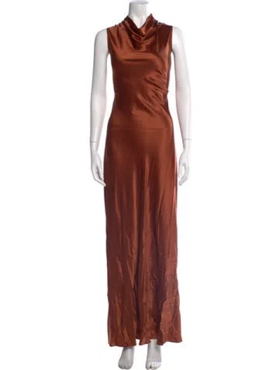 Pre-owned Veronica Beard Silk Long Dress In Brown