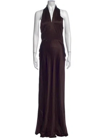 Pre-owned Veronica Beard Silk Long Dress In Brown