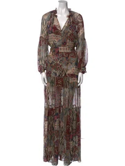 Pre-owned Veronica Beard Silk Long Dress In Burgundy