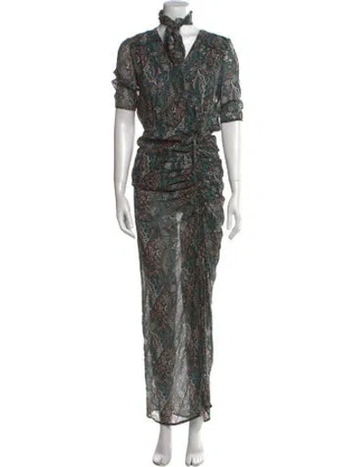 Pre-owned Veronica Beard Silk Long Dress In Green