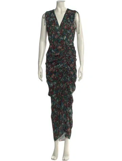 Pre-owned Veronica Beard Silk Long Dress In Green