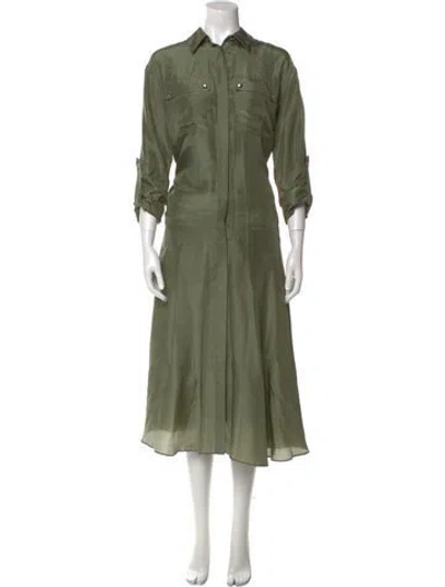 Pre-owned Veronica Beard Silk Long Dress In Green