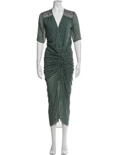 Pre-owned Veronica Beard Silk Long Dress In Green