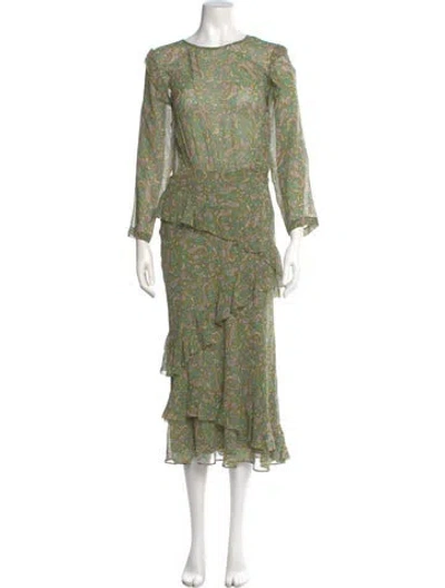 Pre-owned Veronica Beard Silk Long Dress In Green