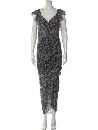 Pre-owned Veronica Beard Silk Long Dress In Green