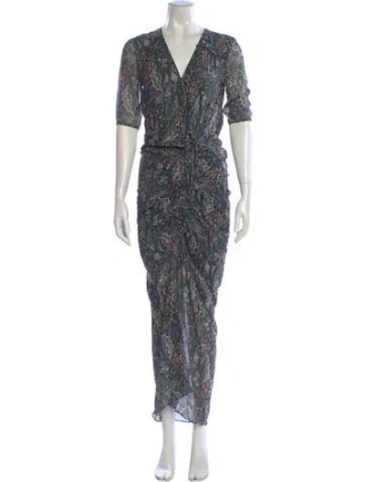 Pre-owned Veronica Beard Silk Long Dress In Green