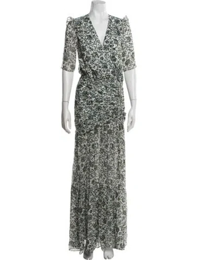 Pre-owned Veronica Beard Silk Long Dress In Green/white