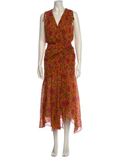 Pre-owned Veronica Beard Silk Long Dress In Orange