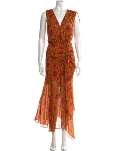 Pre-owned Veronica Beard Silk Long Dress In Orange