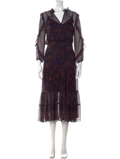 Pre-owned Veronica Beard Silk Long Dress In Purple