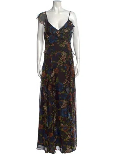 Pre-owned Veronica Beard Silk Long Dress W/ Tags In Black