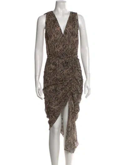 Pre-owned Veronica Beard Silk Long Dress W/ Tags In Brown