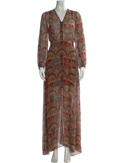 Pre-owned Veronica Beard Silk Long Dress W/ Tags In Brown