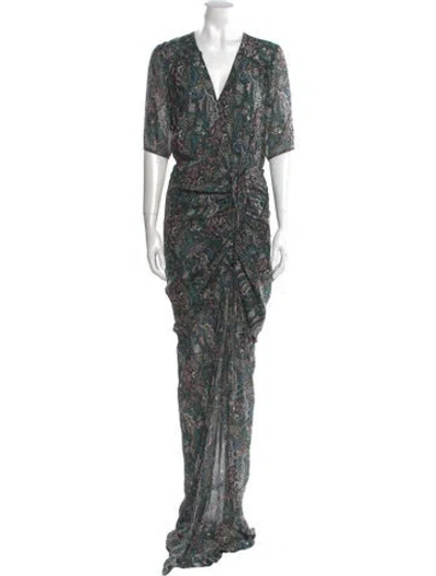 Pre-owned Veronica Beard Silk Long Dress W/ Tags In Green