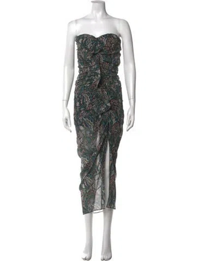Pre-owned Veronica Beard Silk Long Dress W/ Tags In Green