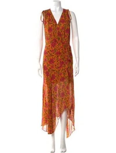 Pre-owned Veronica Beard Silk Long Dress W/ Tags In Orange