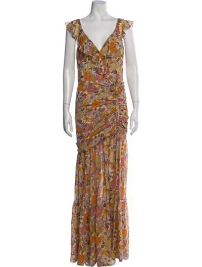 Pre-owned Veronica Beard Silk Long Dress In Yellow