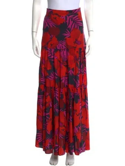 Pre-owned Veronica Beard Silk Long Skirt In Black/pink/red