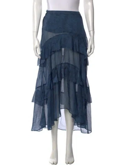 Pre-owned Veronica Beard Silk Long Skirt In Blue